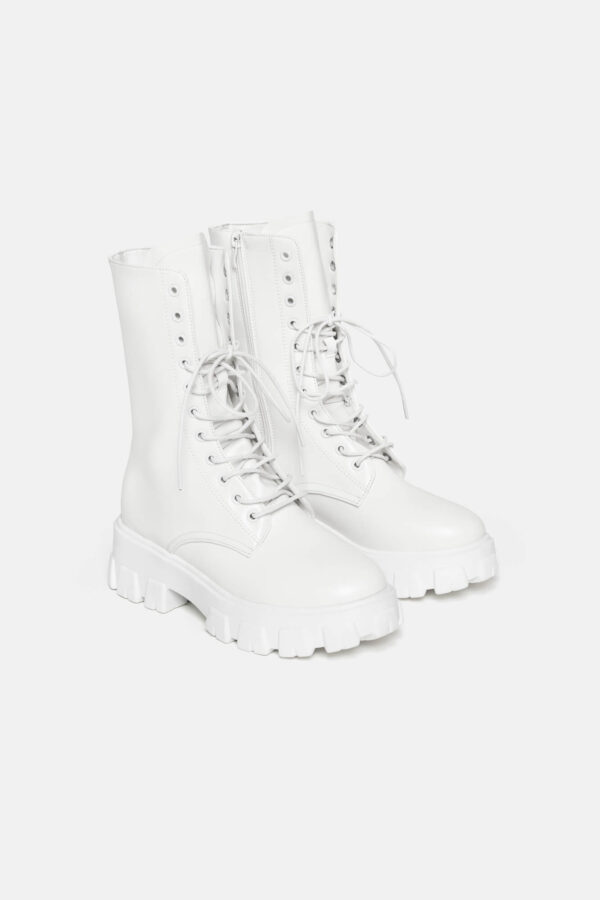 Bota alta "Combat" blanca - Imagen 2