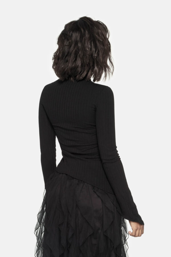 Blusa desigual negra mujer - Imagen 4