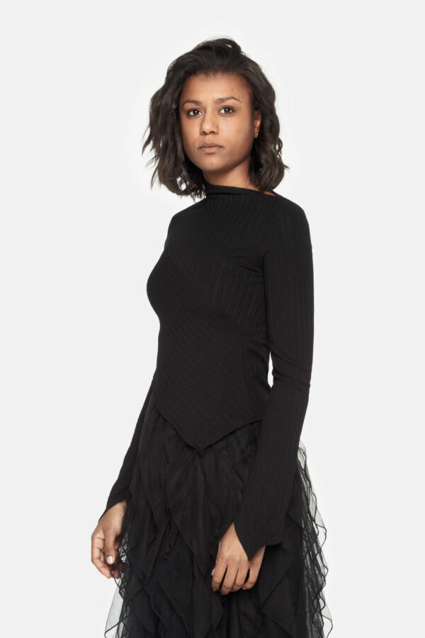 Blusa desigual negra mujer - Imagen 2